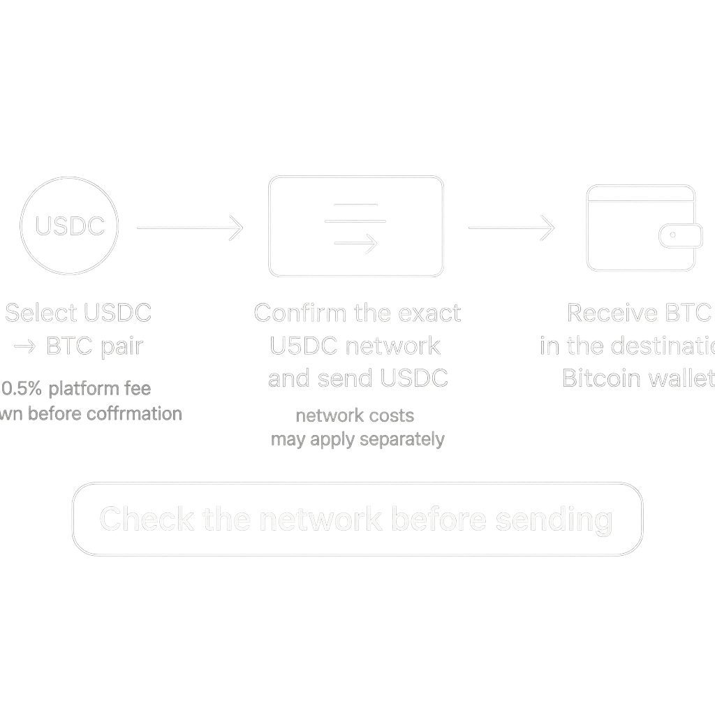 How to swap USDC to BTC without KYC